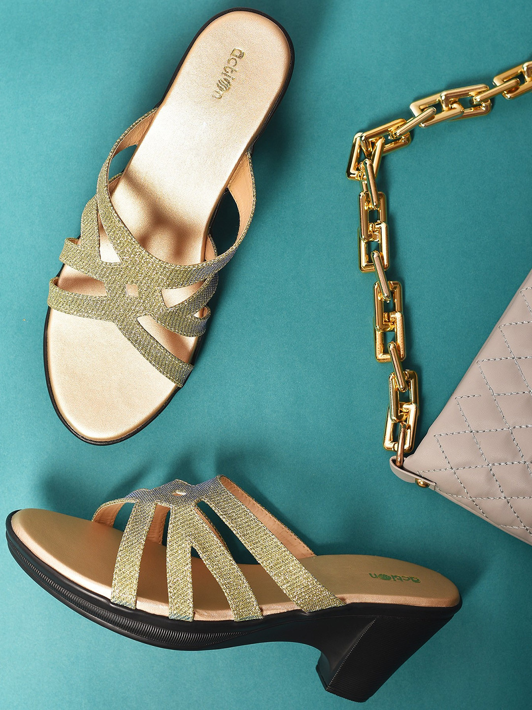 

Action Embellished Block Heels, Gold