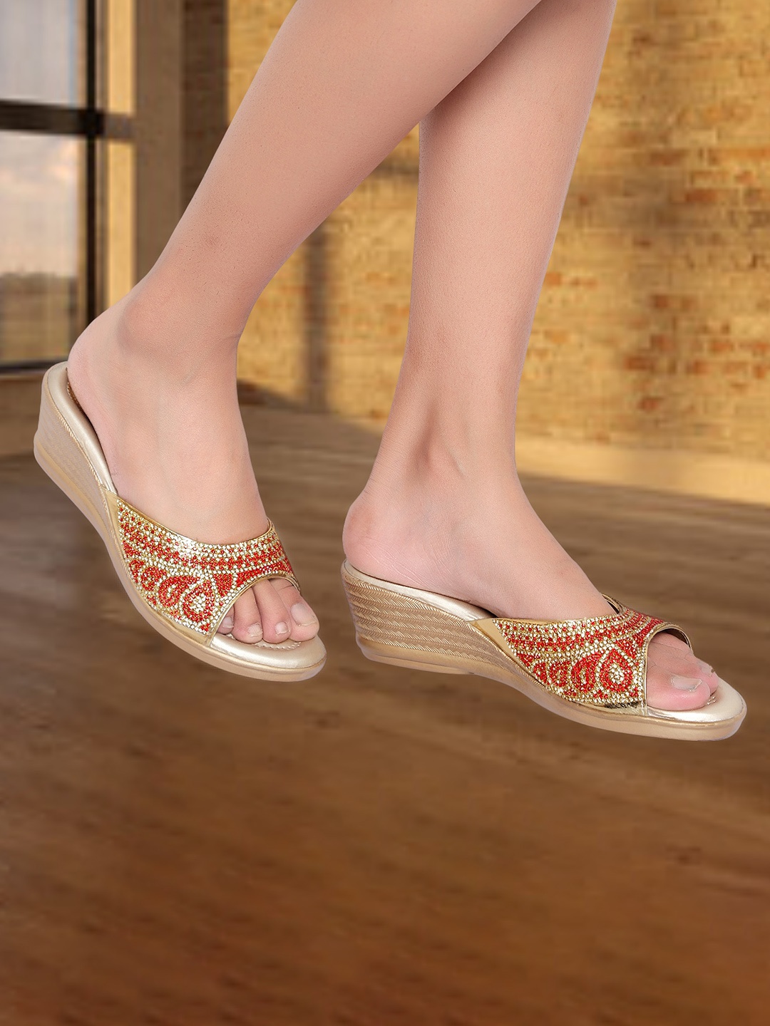 

Action Embellished Wedge Heels, Red