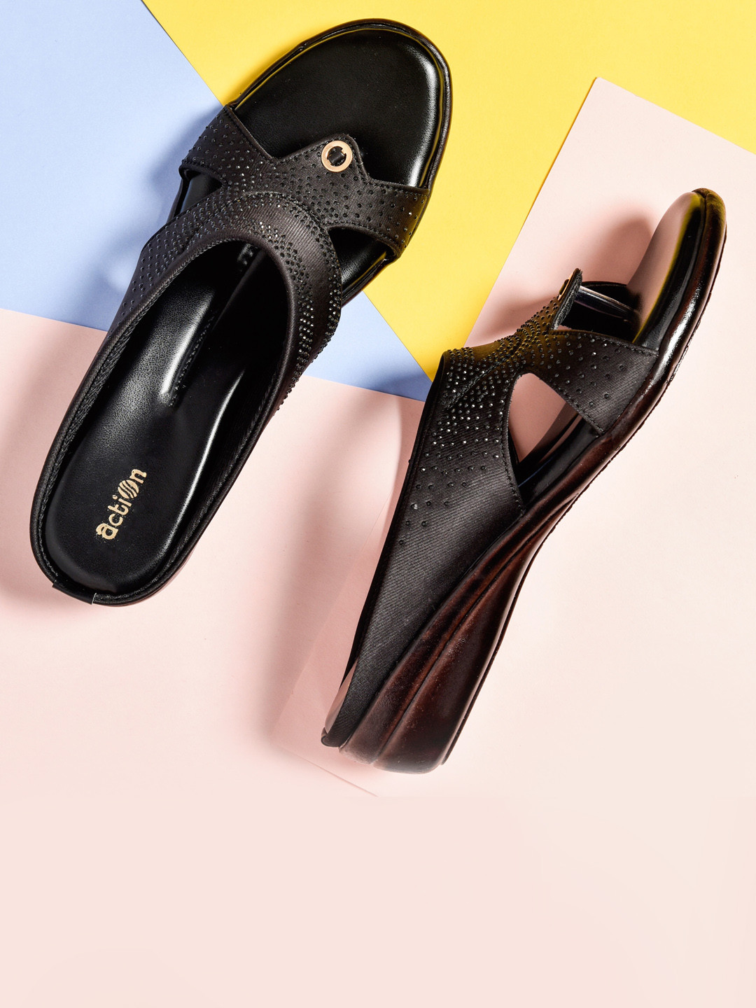 

Action Embellished Comfort Heels, Black