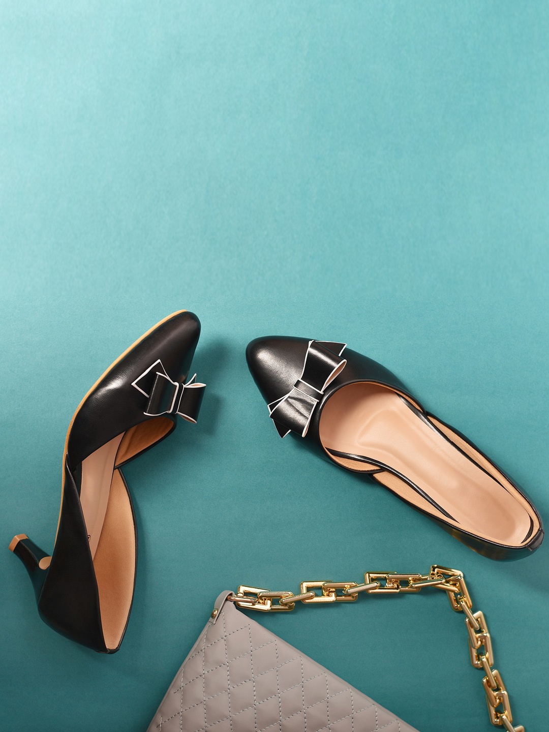 

Action Bows Embellished Kitten Heels Pumps, Black