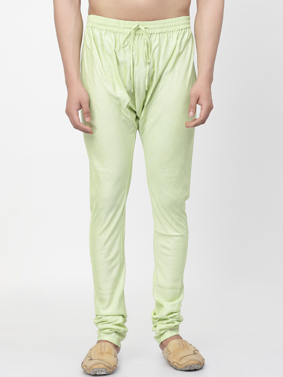 

LELA Men Cotton Slub Churidaar With Elastic, Lime green