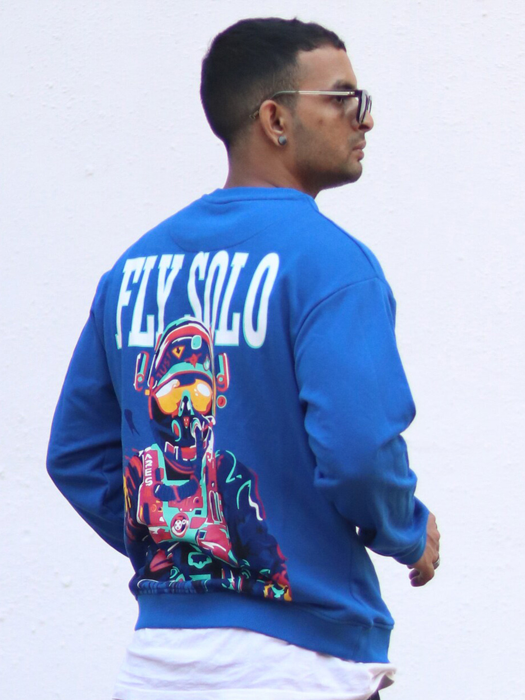 

Powerlook Graphic Printed Loose T-shirt, Blue