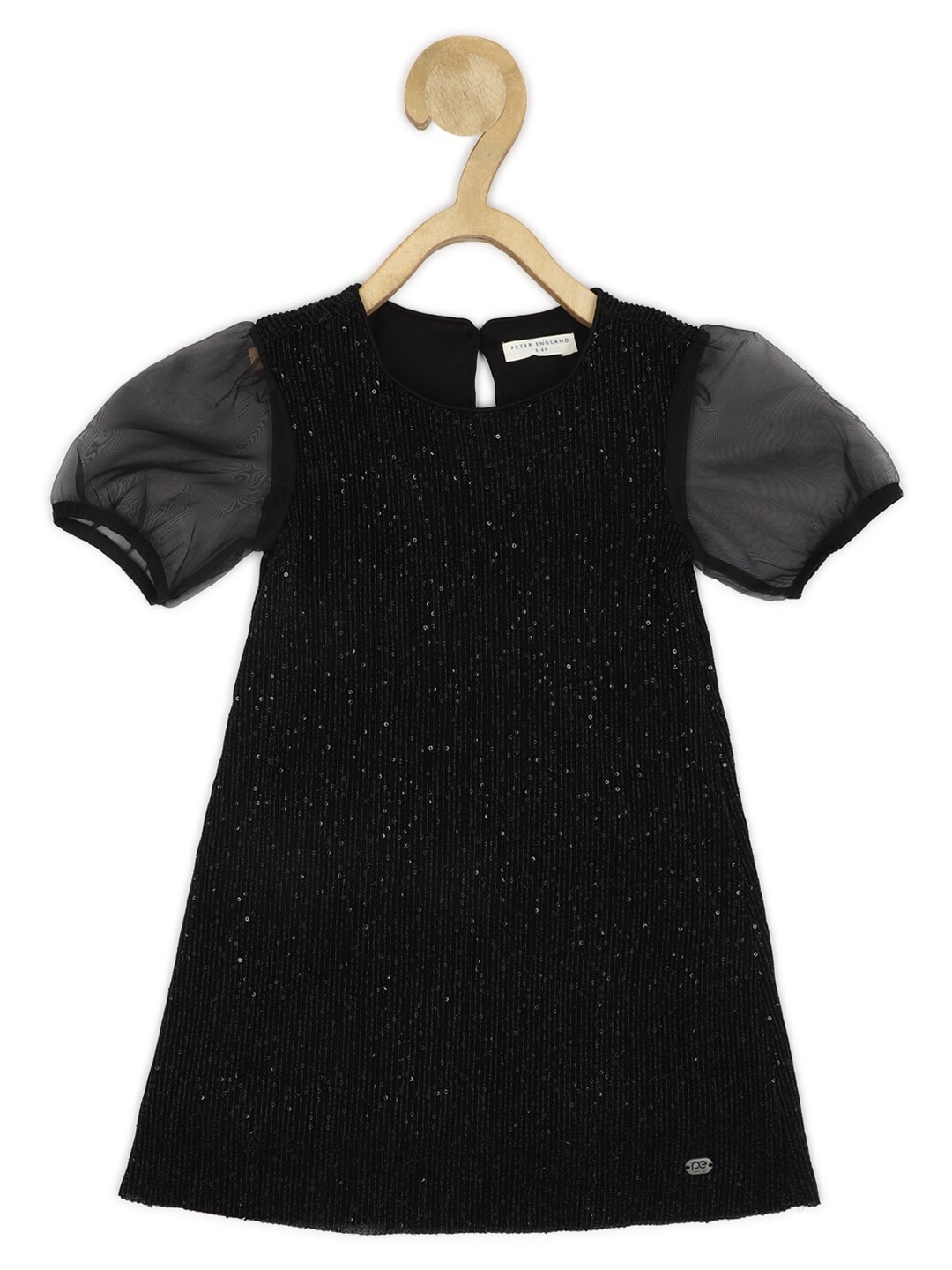 

Peter England Girls Puff Sleeve A-Line Mini Dress, Black