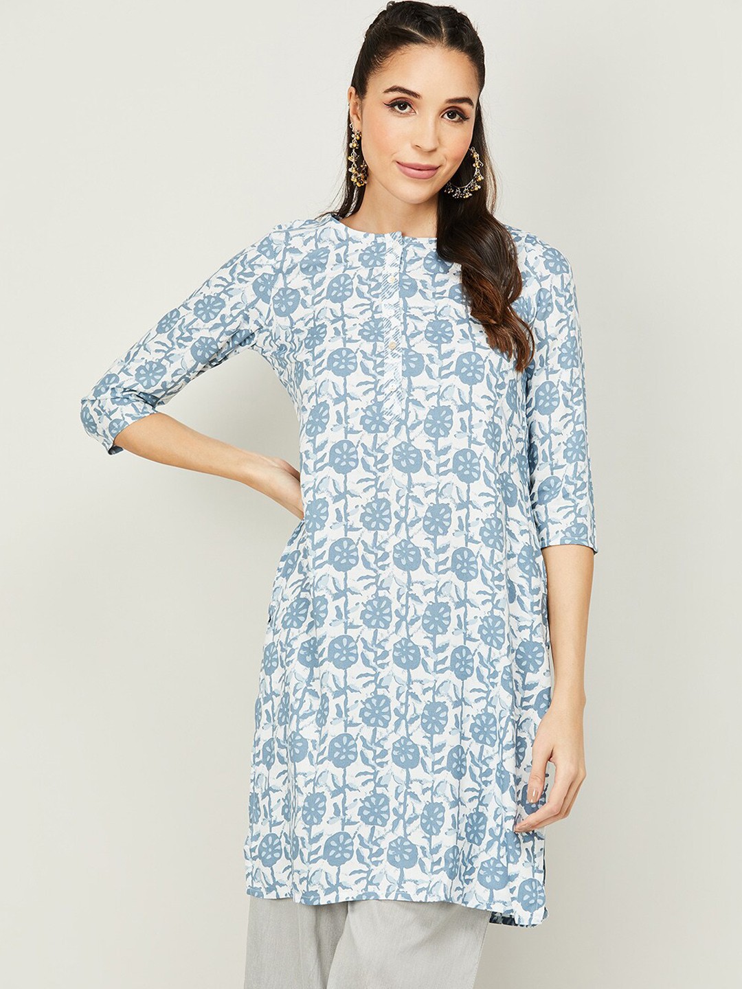 

Melange by Lifestyle Ethnic Motifs Printed Kurta, Blue
