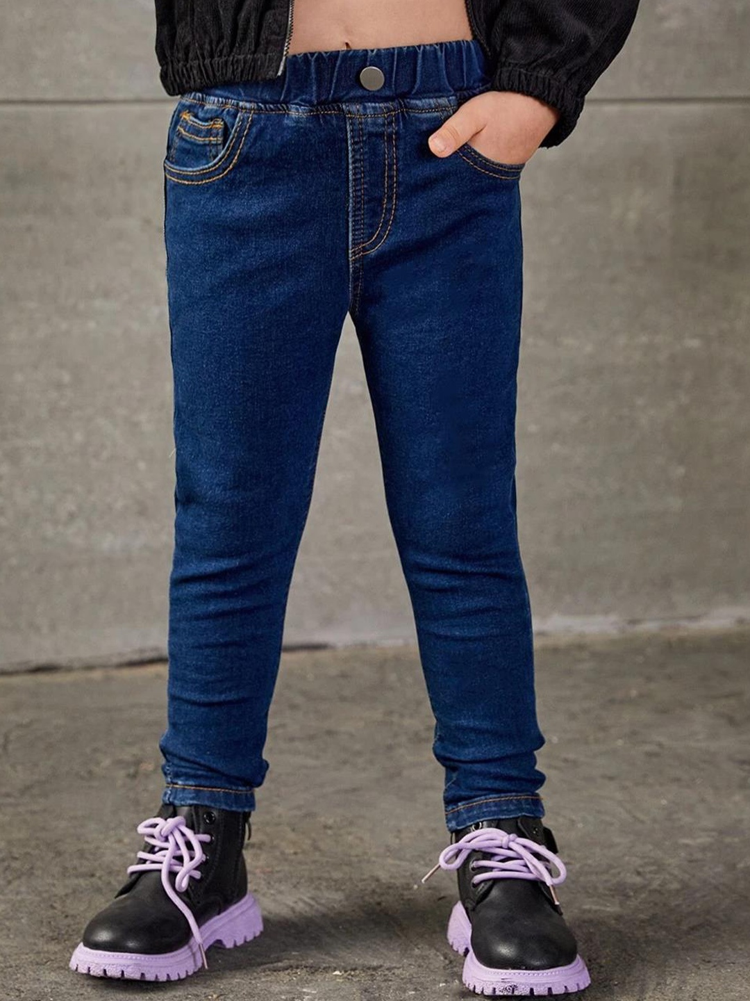 

Kotty Girls Mid-Rise Clean Look Stretchable Cropped Jeans, Blue