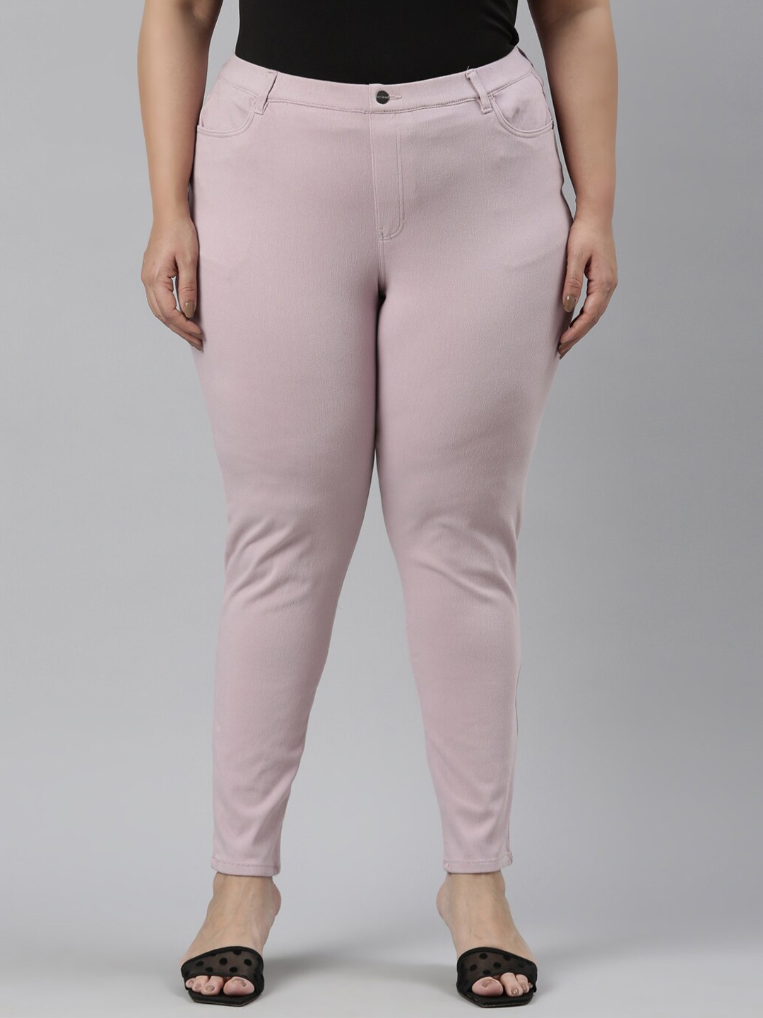 

Go Colors Women Plus Size Denim Slim Fit Super Stretch Jeggings, Lavender