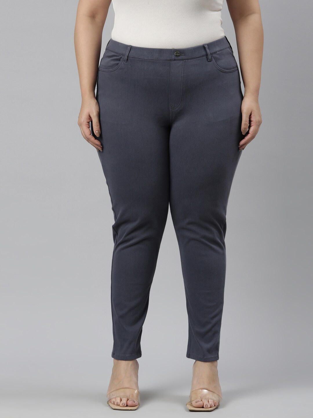 

Go Colors Women Plus Size Slip-On Slim Fit Jeggings, Blue