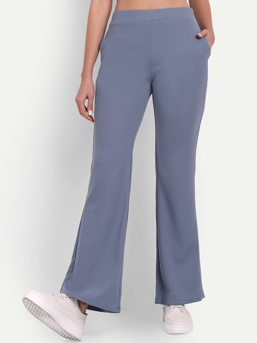 

Next One Women Relaxed Fit Bootcut High-Rise Trousers, Grey