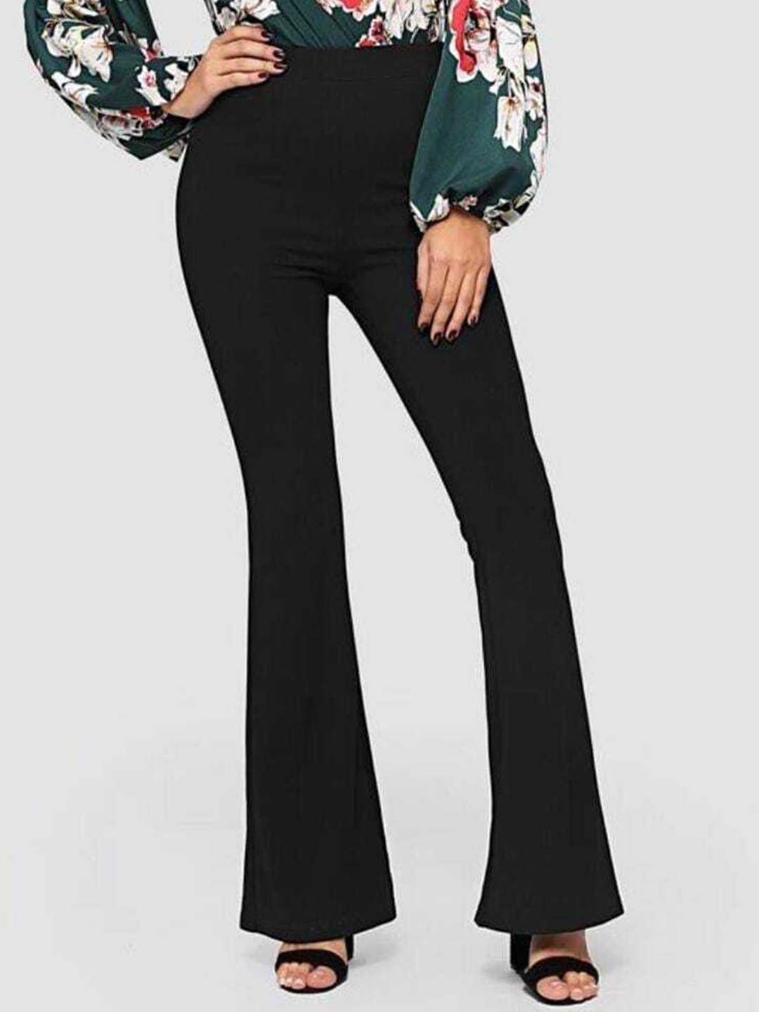 

Next One Women Relaxed Fit Bootcut High-Rise Trousers, Black