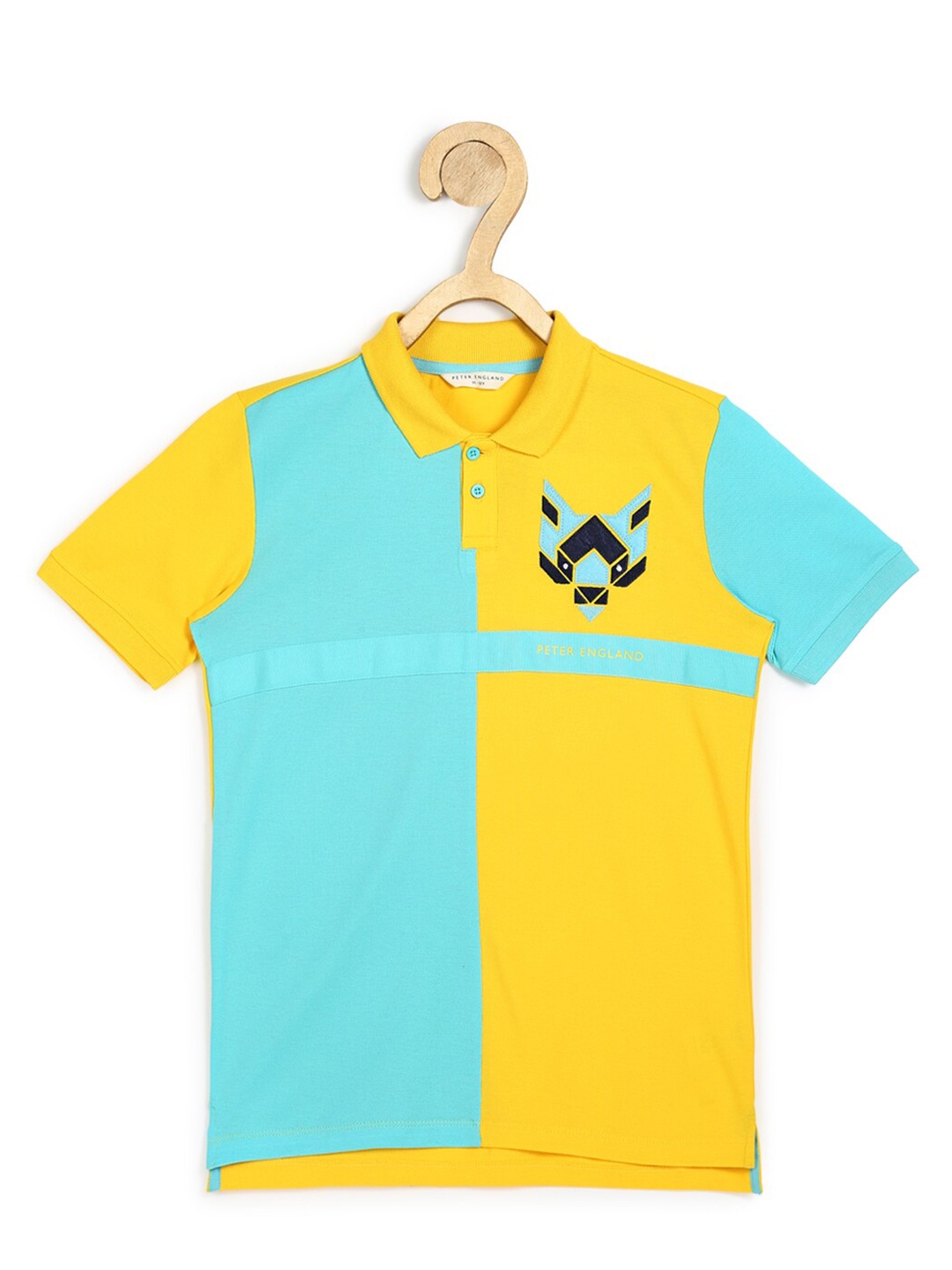 

Peter England Boys Colourblocked Polo Collar Pure Cotton T-shirt, Yellow