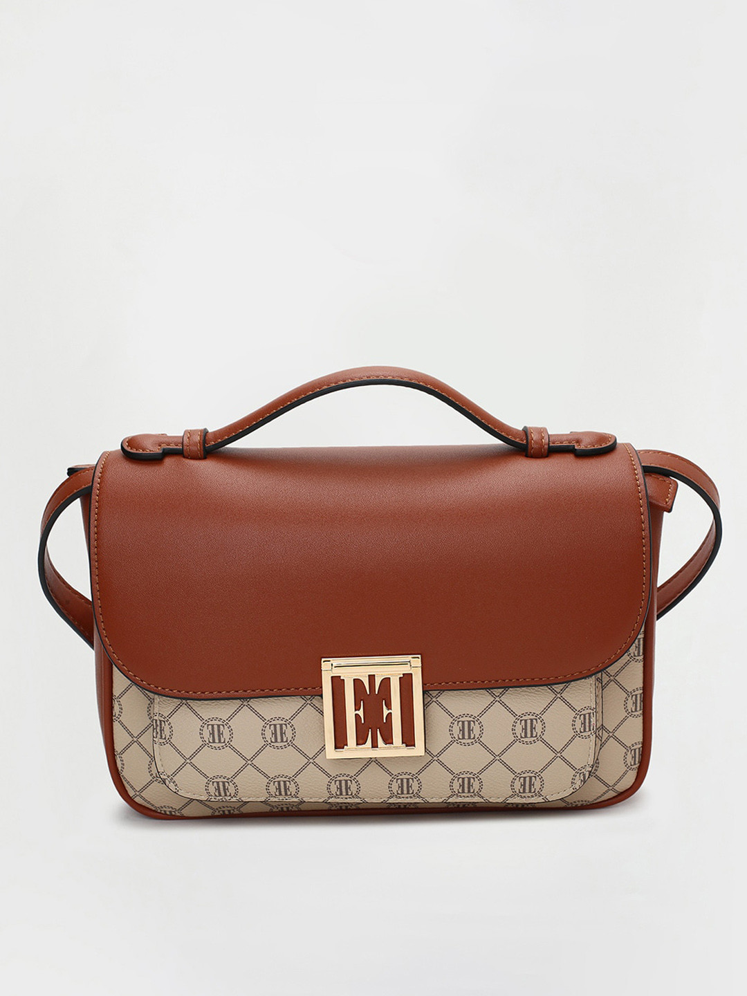 

ELLE Women Printed Sling Bag, Beige