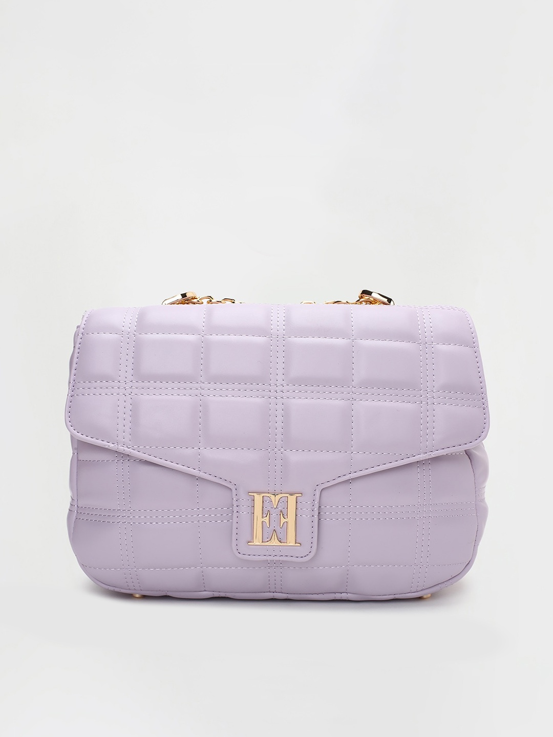

ELLE Textured Structured Sling Bag With Quilted, Purple