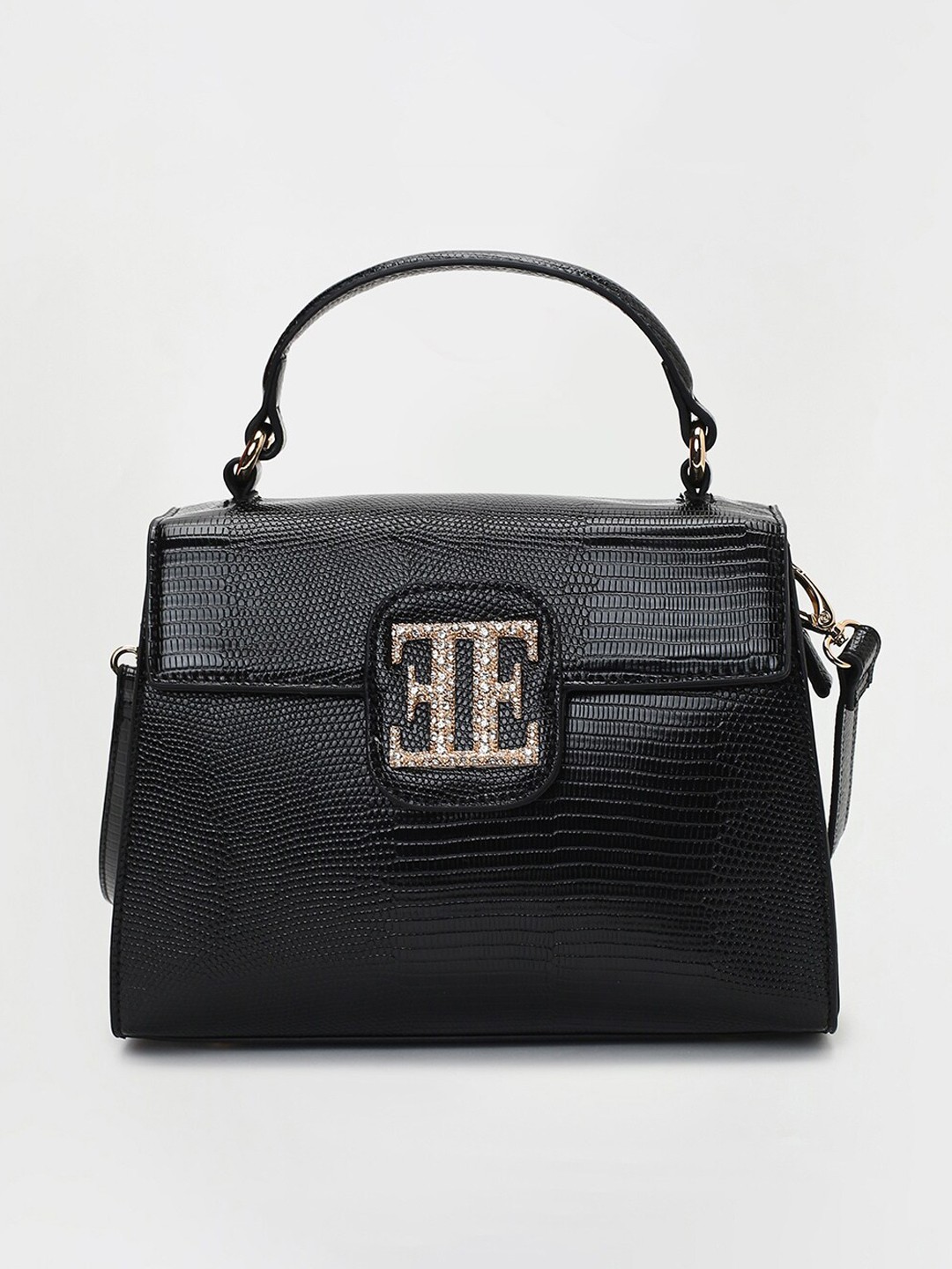 

ELLE Women Textured Satchel, Black