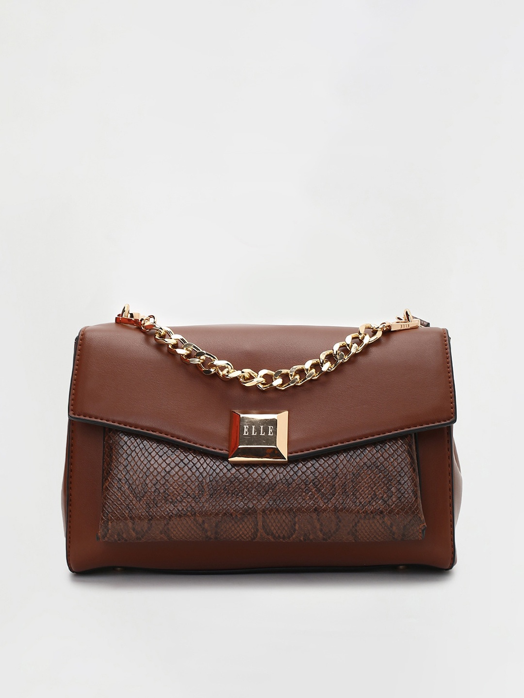 

ELLE Animal Printed Structured Sling Bag, Tan