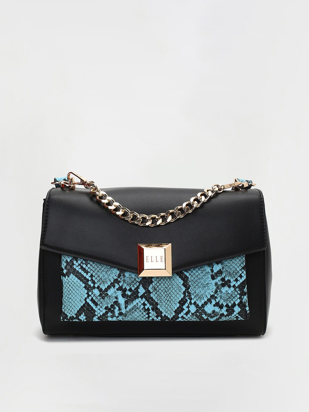 

ELLE Animal Printed Structured Sling Bag, Black