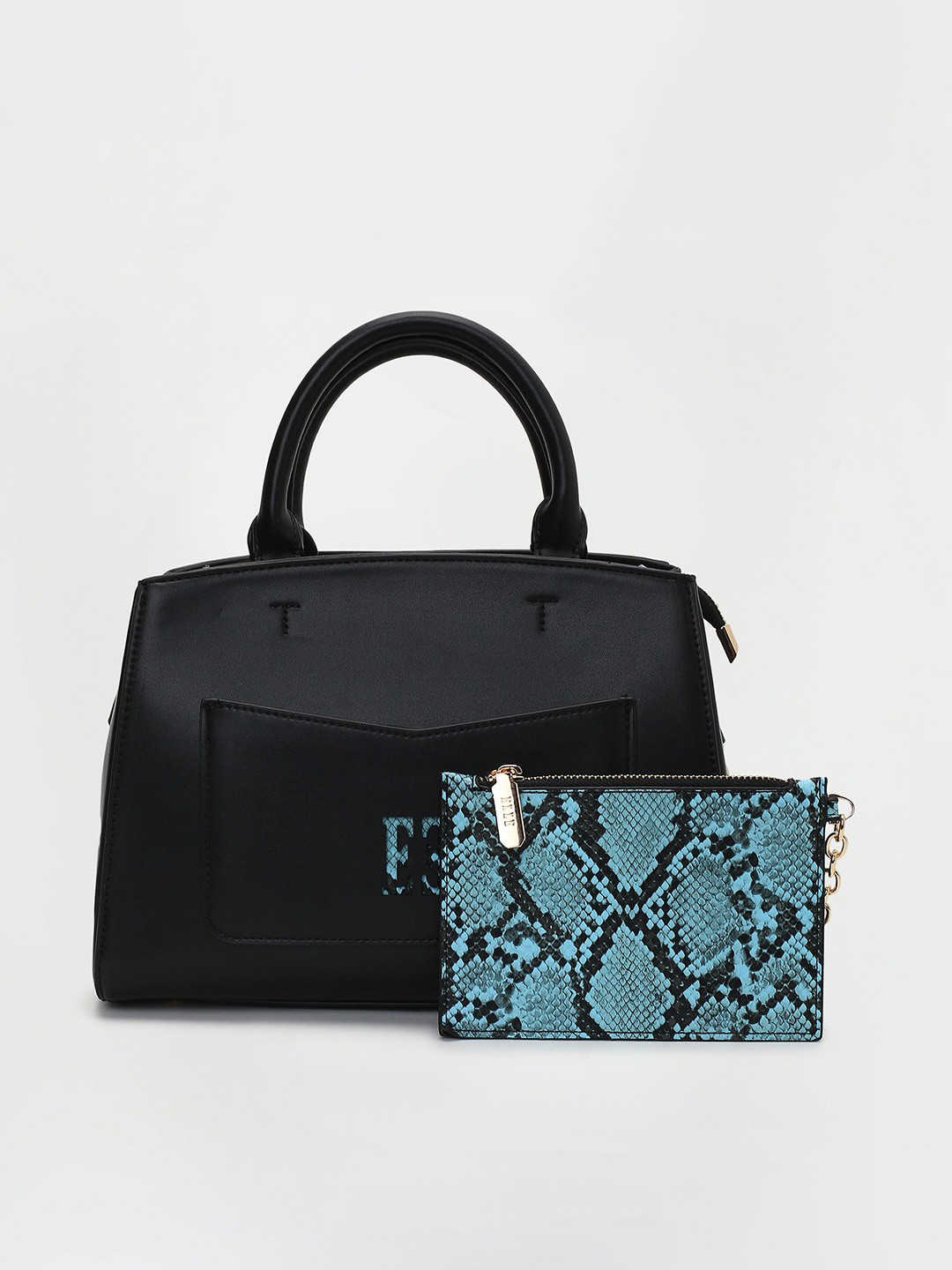 

ELLE Textured Structured Handheld Bag, Black