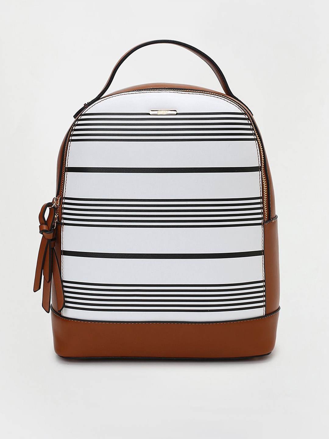 

Ginger by Lifestyle Women Striped Synthetic Backpack, White