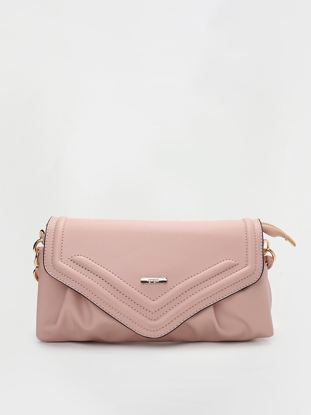 

Ginger by Lifestyle Solid Structured Sling Bag, Peach