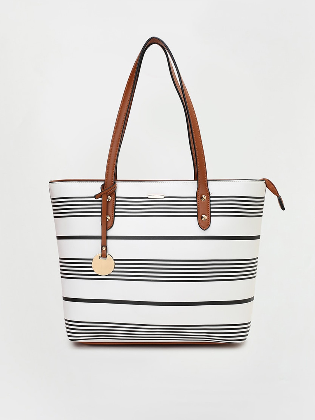 

Ginger by Lifestyle Striped Oversized Shopper Shoulder Bag, White