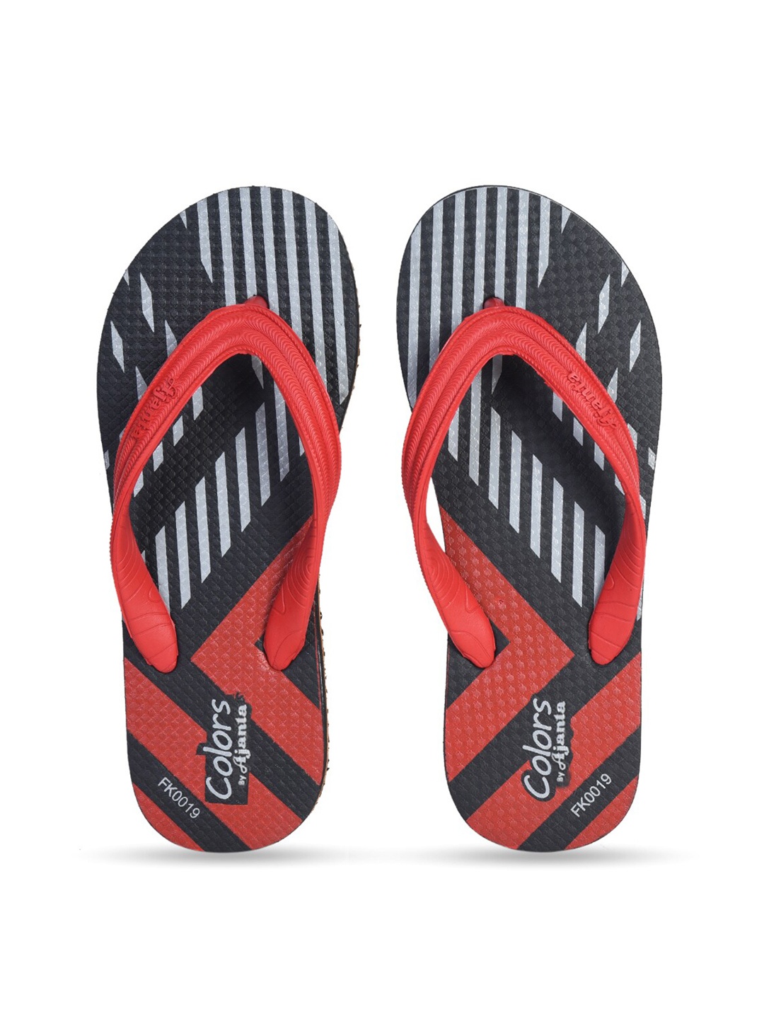

Ajanta Men Striped Thong Flip-Flops, Red