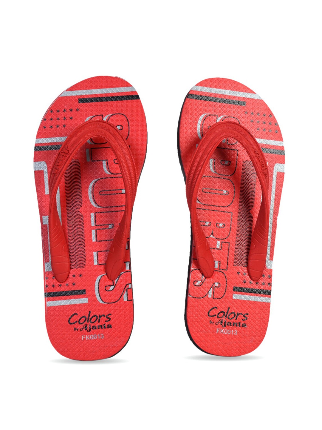 

Ajanta Men Printed Rubber Thong Flip-Flops, Red
