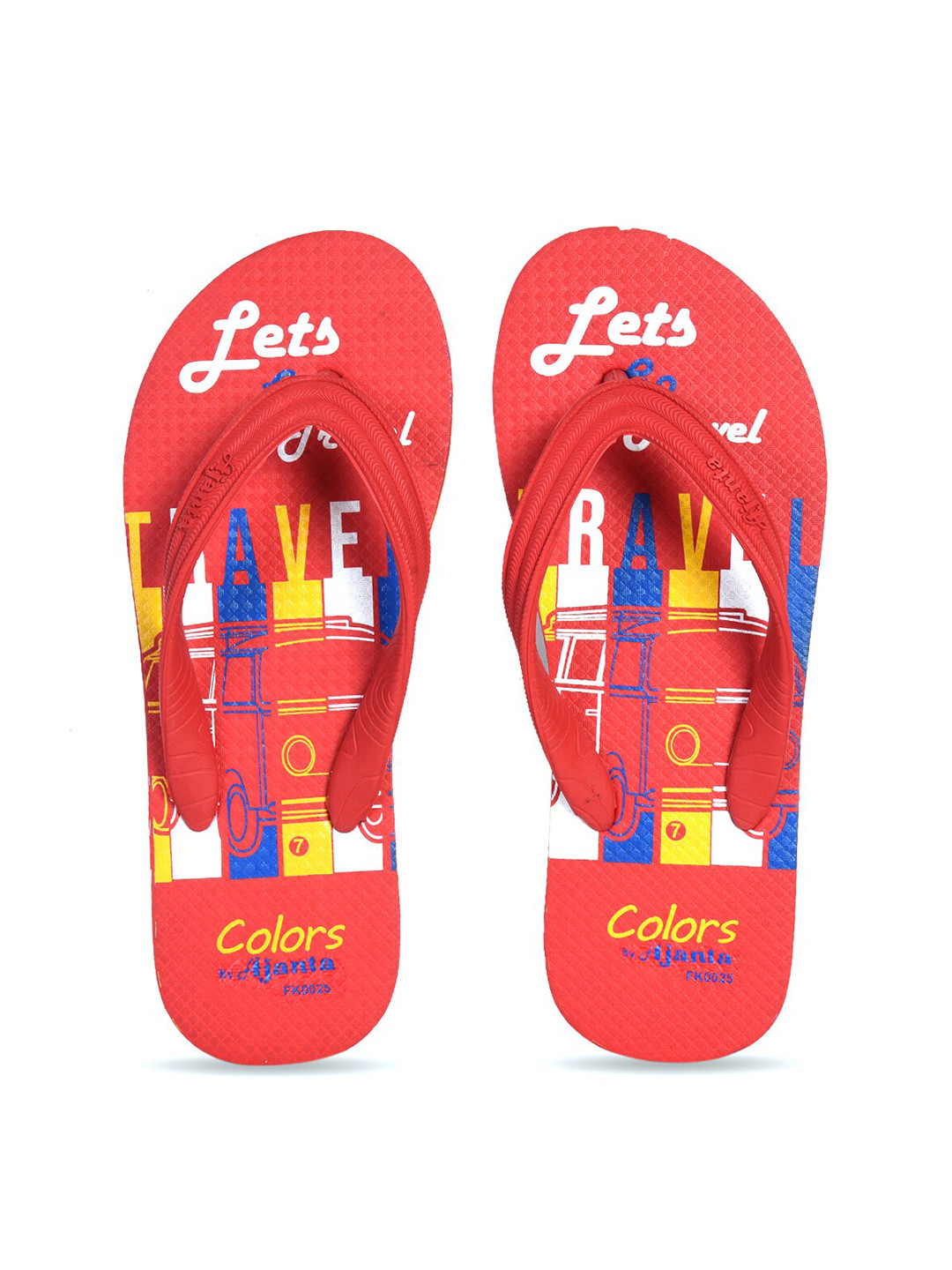 

Ajanta Men Printed Thong Flip-Flops, Red
