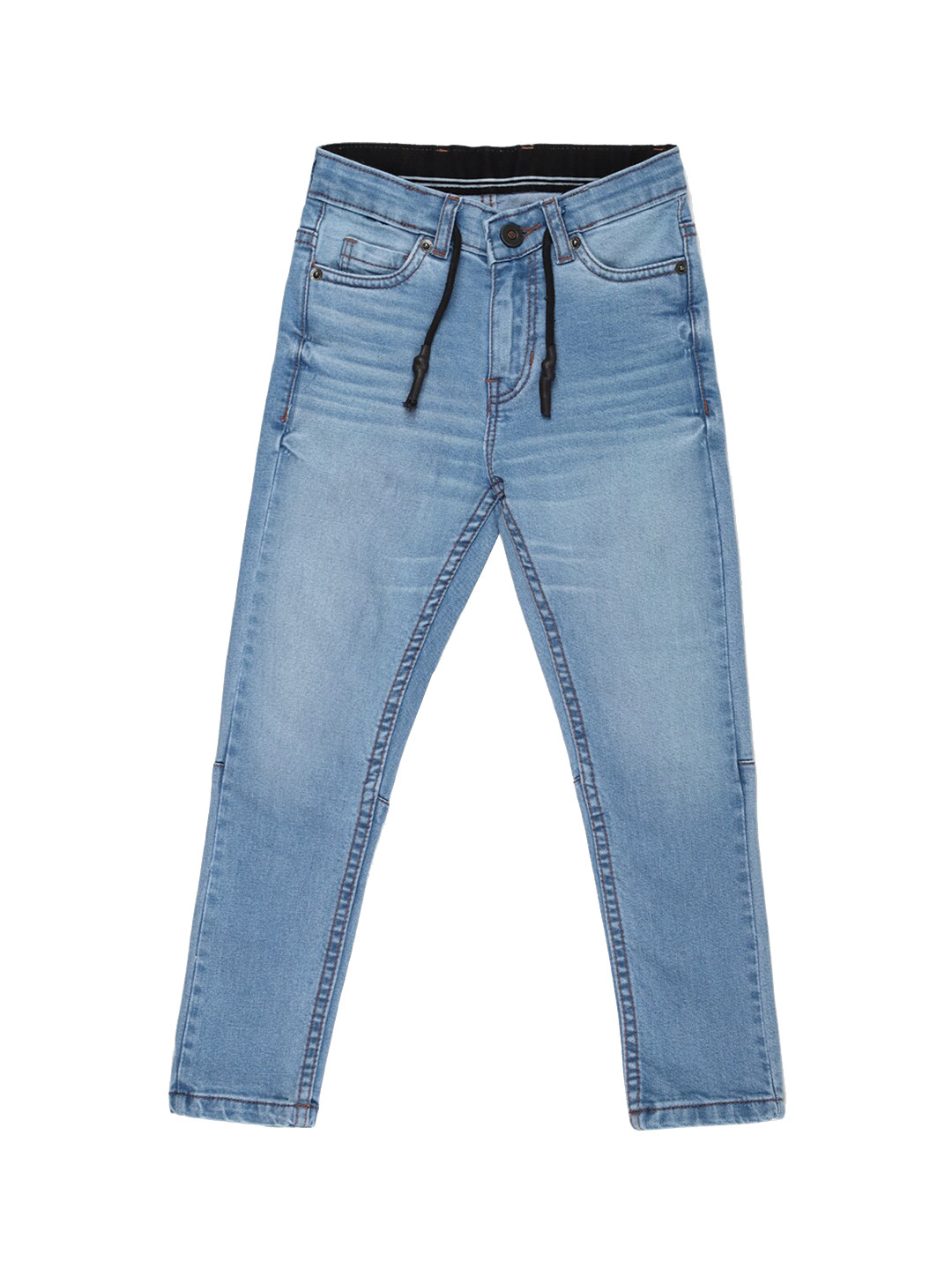 

Peter England Boys Mid-Rise Light Fade Joggers, Blue