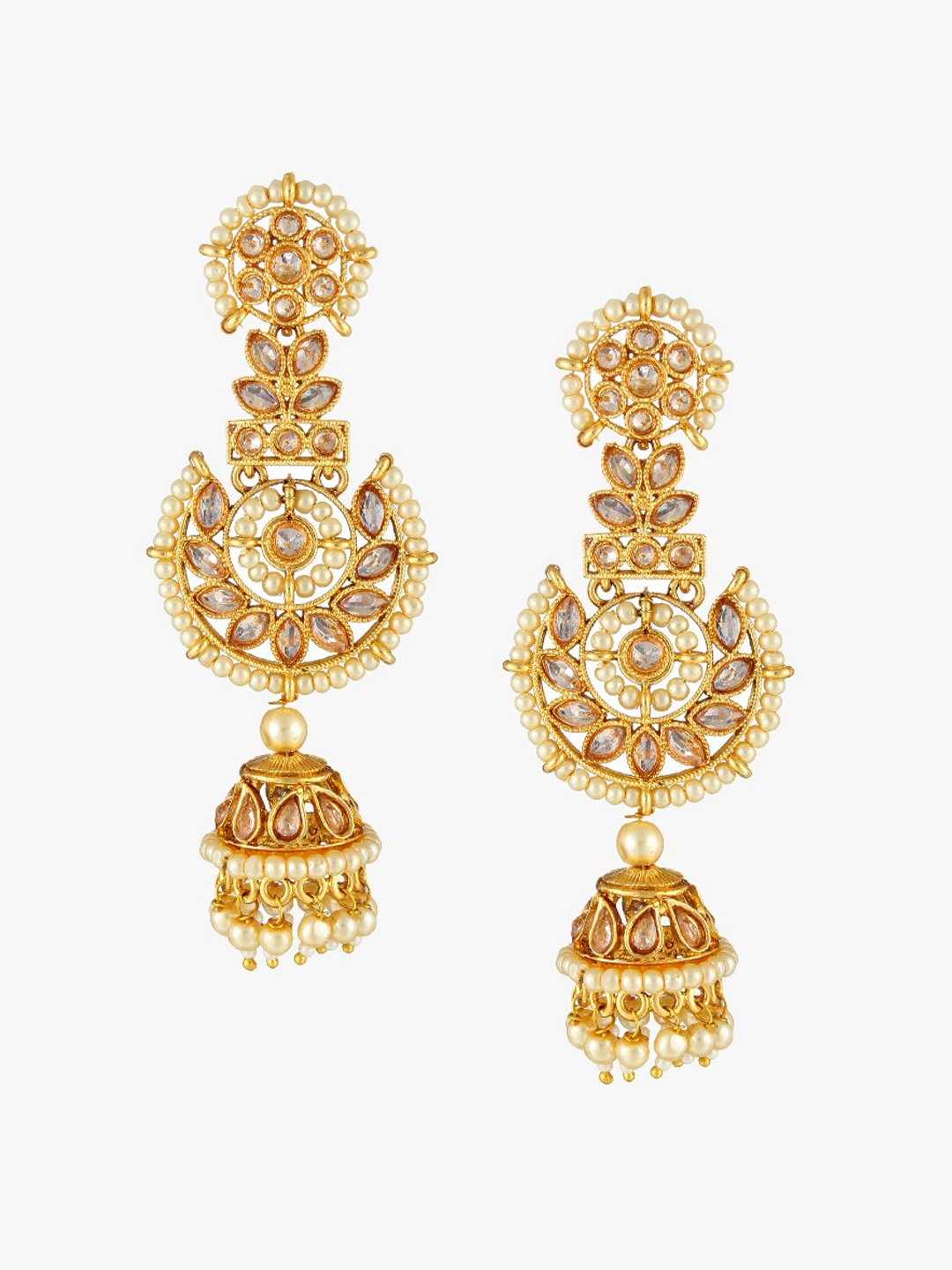 

Adwitiya Collection Gold-Plated Classic Jhumkas Earrings