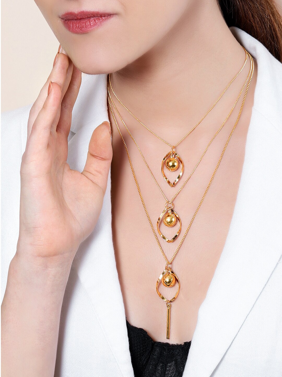 

Rubans Voguish Gold-Plated Layered Jewellery Set
