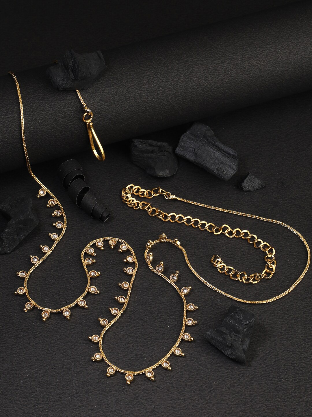 

Adwitiya Collection 24KT Gold-Plated Stones Studded Kamarbandh