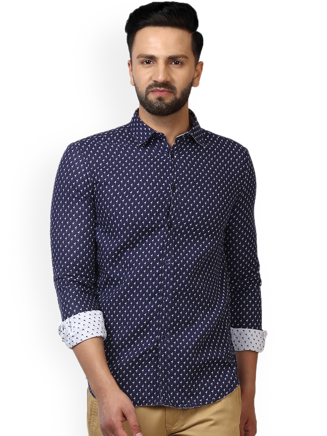 

Parx Men Blue Slim Fit Printed Casual Shirt