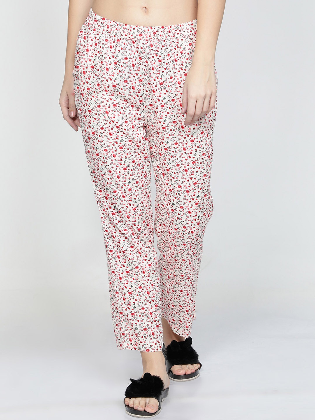 

NUEVOSDAMAS Women Floral Printed Lounge Pants, Red