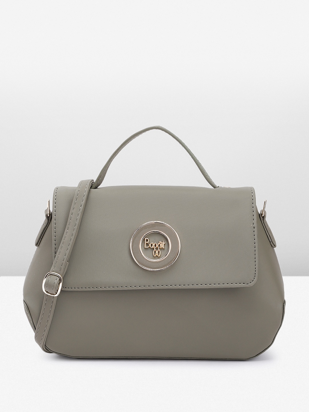 

Baggit Solid PU Structured Satchel With Buckle Detail, Green