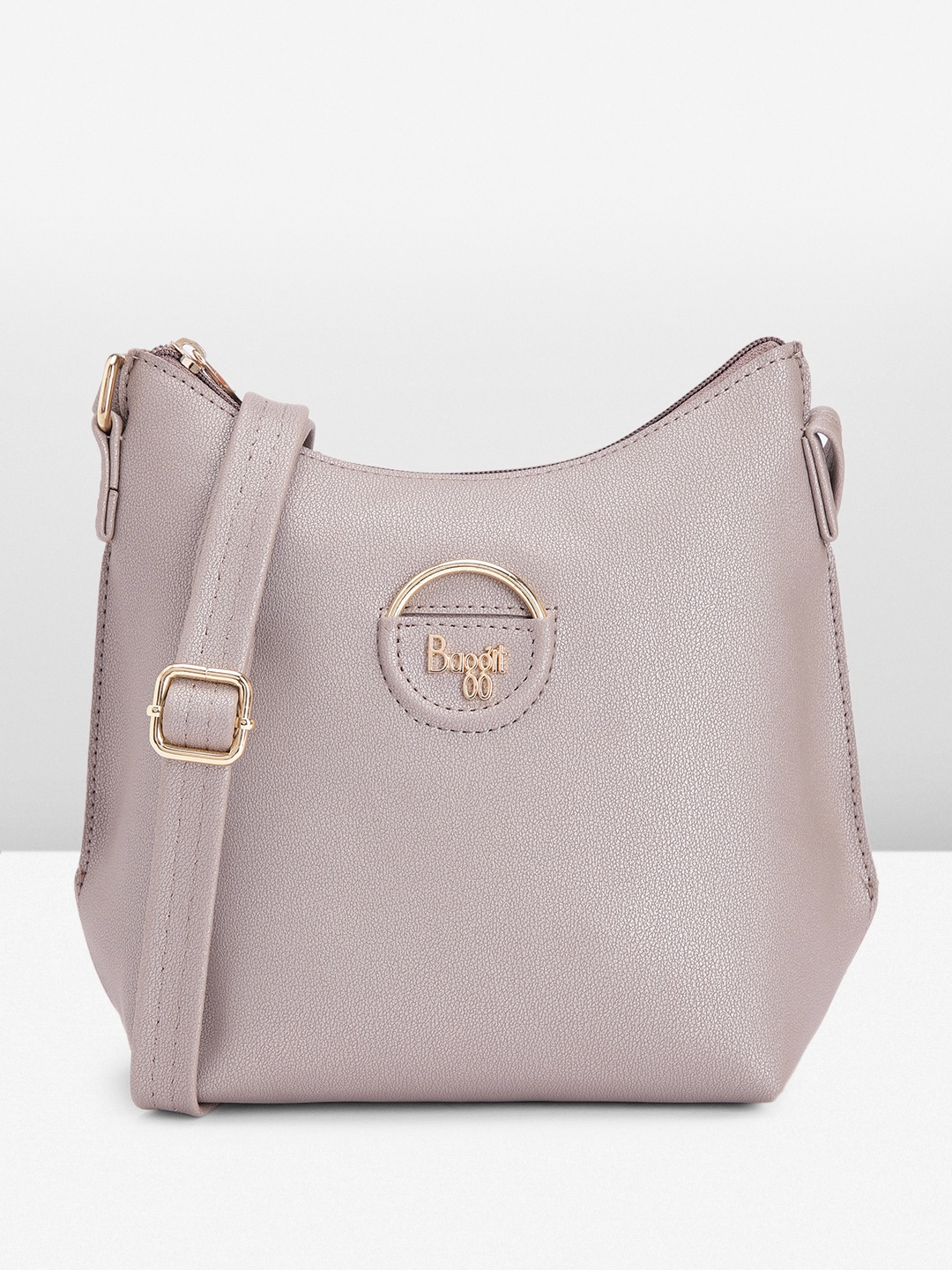 

Baggit Solid Sheen Finish Structured Sling Bag, Grey
