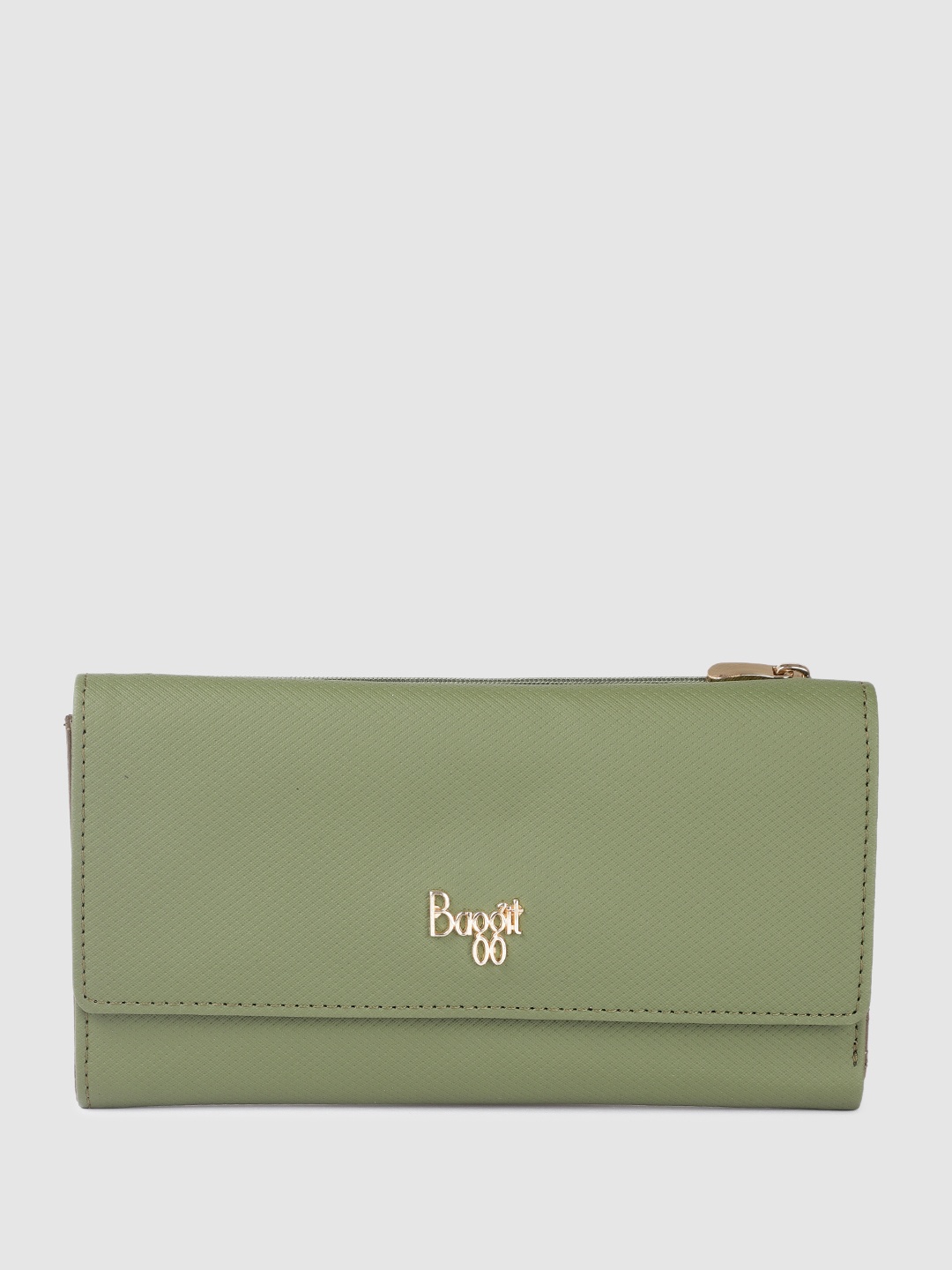 

Baggit Women Textured Three Fold Wallet, Green
