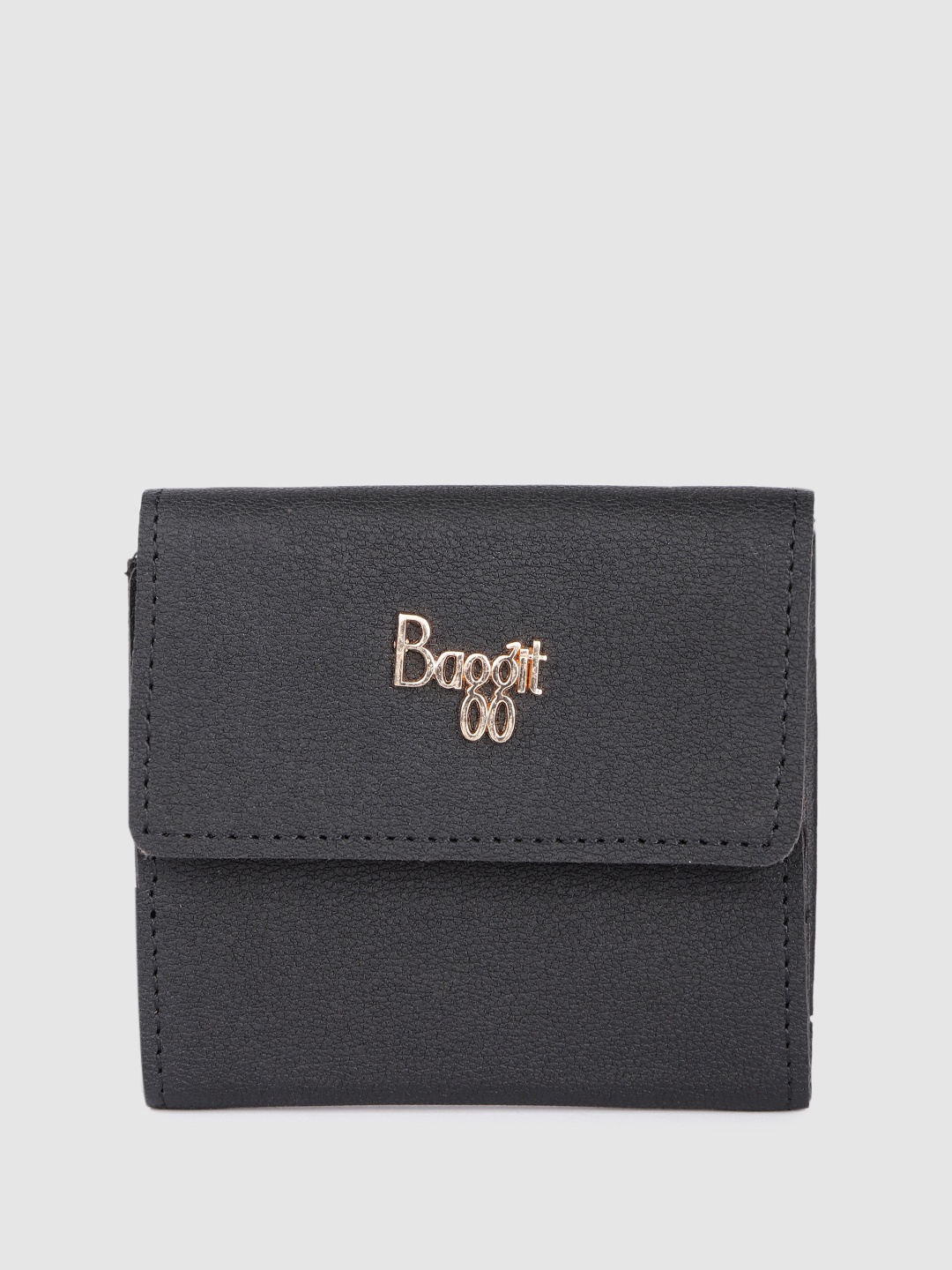 

Baggit Women Solid PU Envelope Wallet, Black