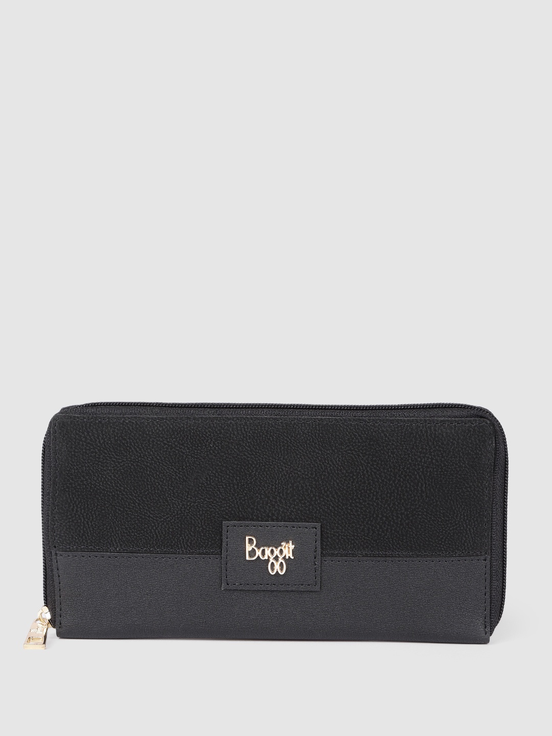 

Baggit Women Solid Zip Around Wallet, Black