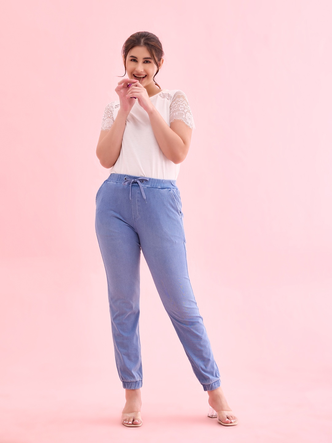 

Go Colors Women Plus Size Regular Fit Joggers, Blue