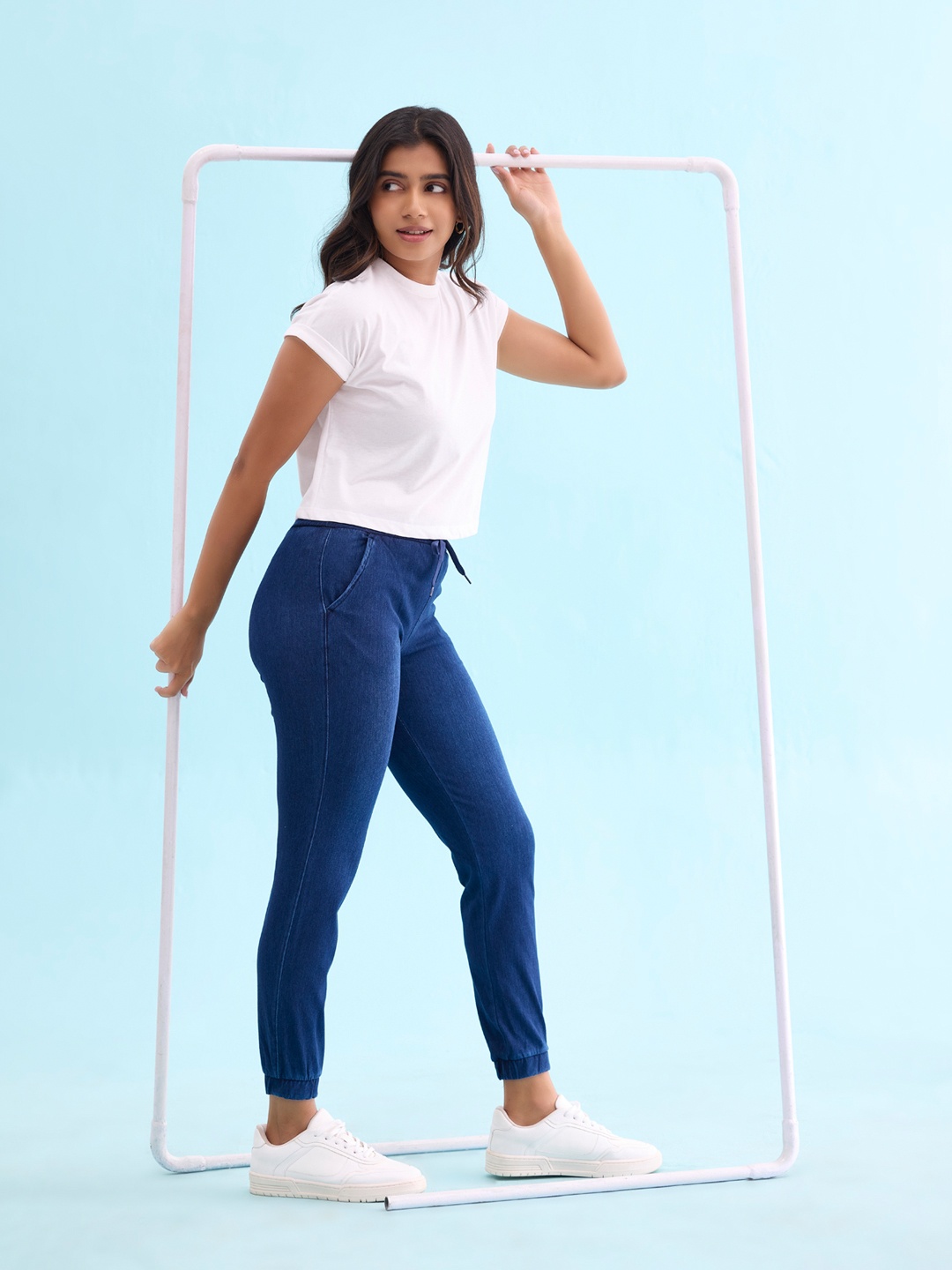 

Go Colors Women PLus Size Regular Fit Joggers, Navy blue