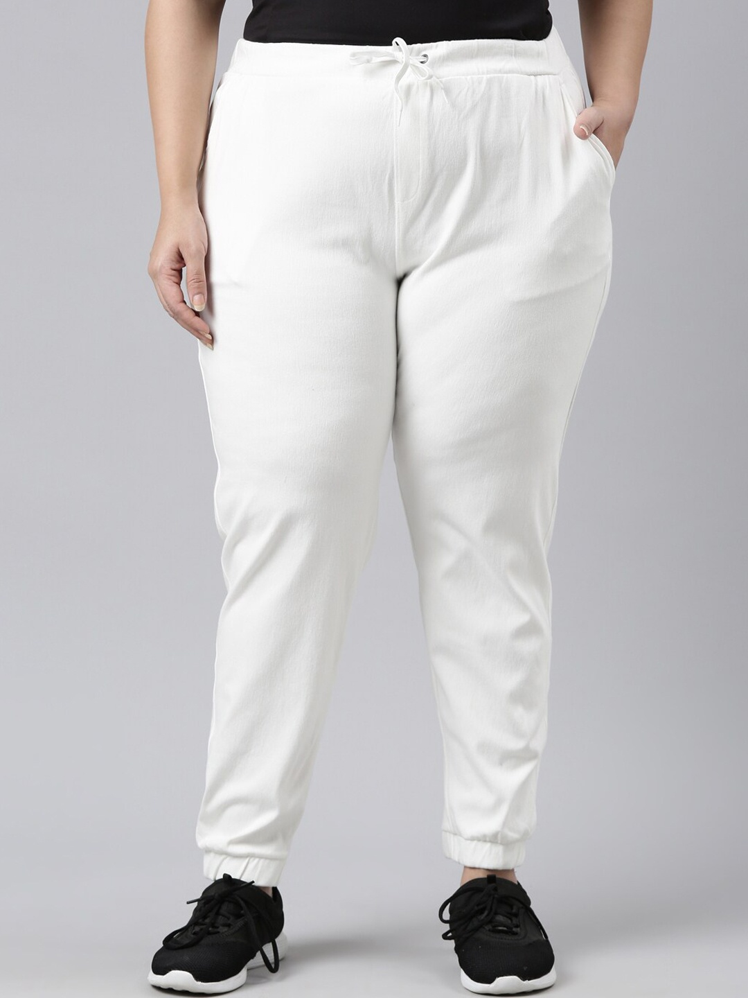 

Go Colors Women Plus Size Regular Fit Joggers, White