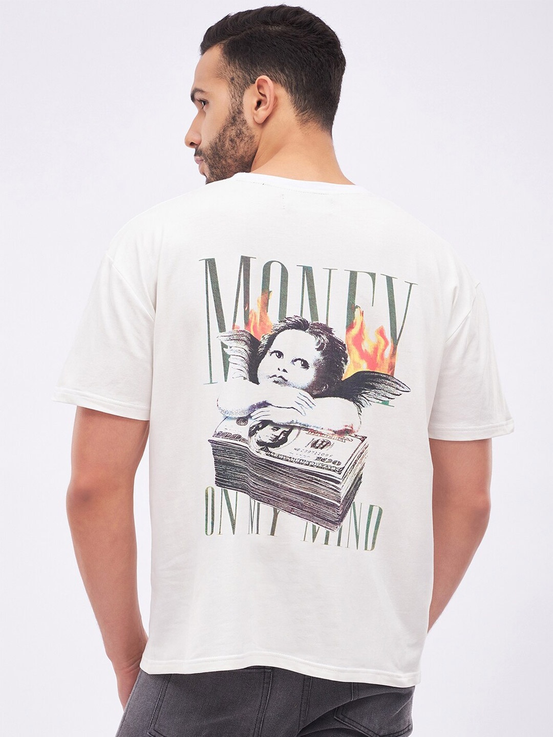 

FUGAZEE Graphic Printed Pure Cotton Relaxed Fit T-Shirt, White