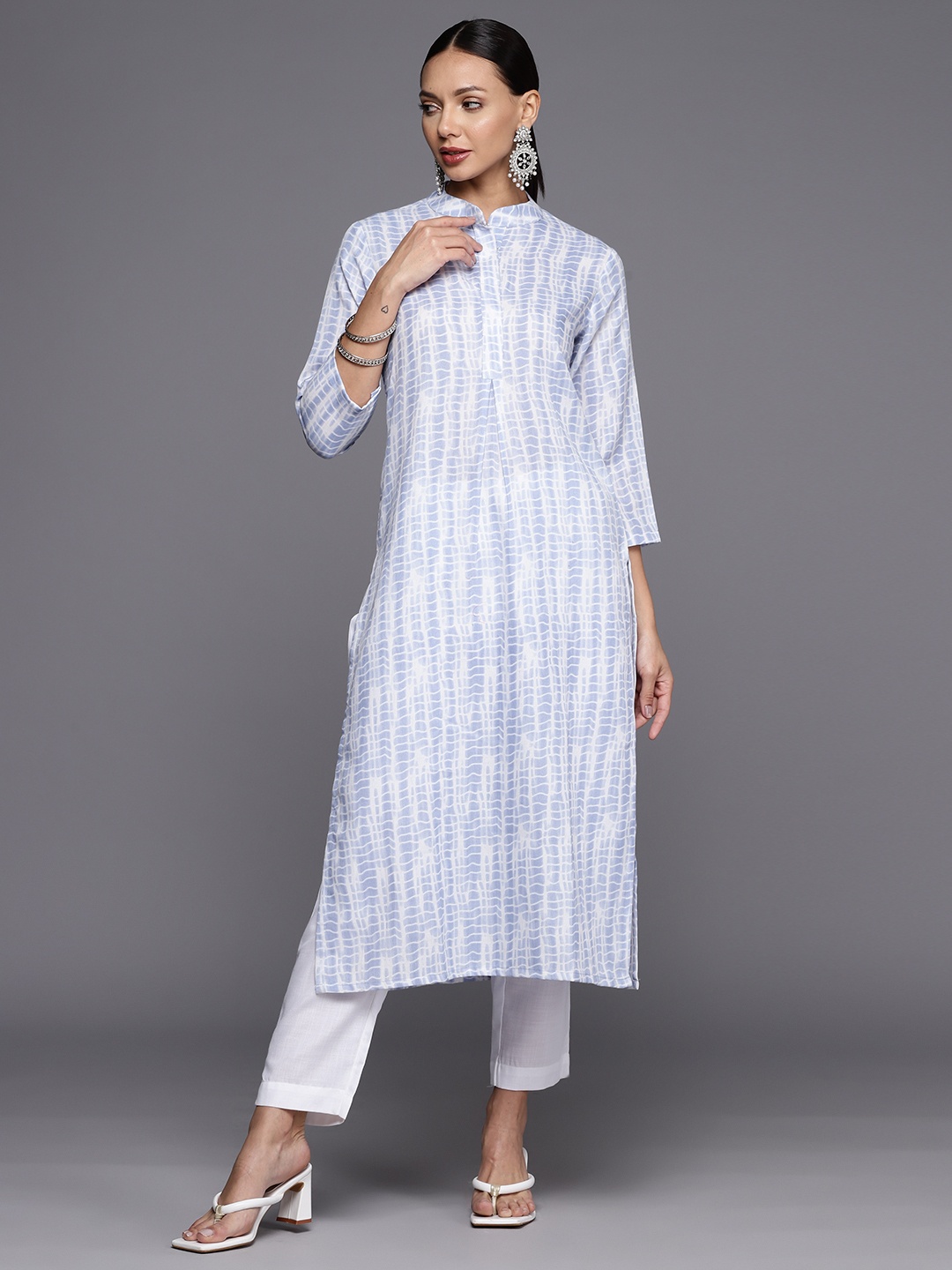 

MASSTANI BY INDDUS Women Dyed Kurta with Trousers, Blue