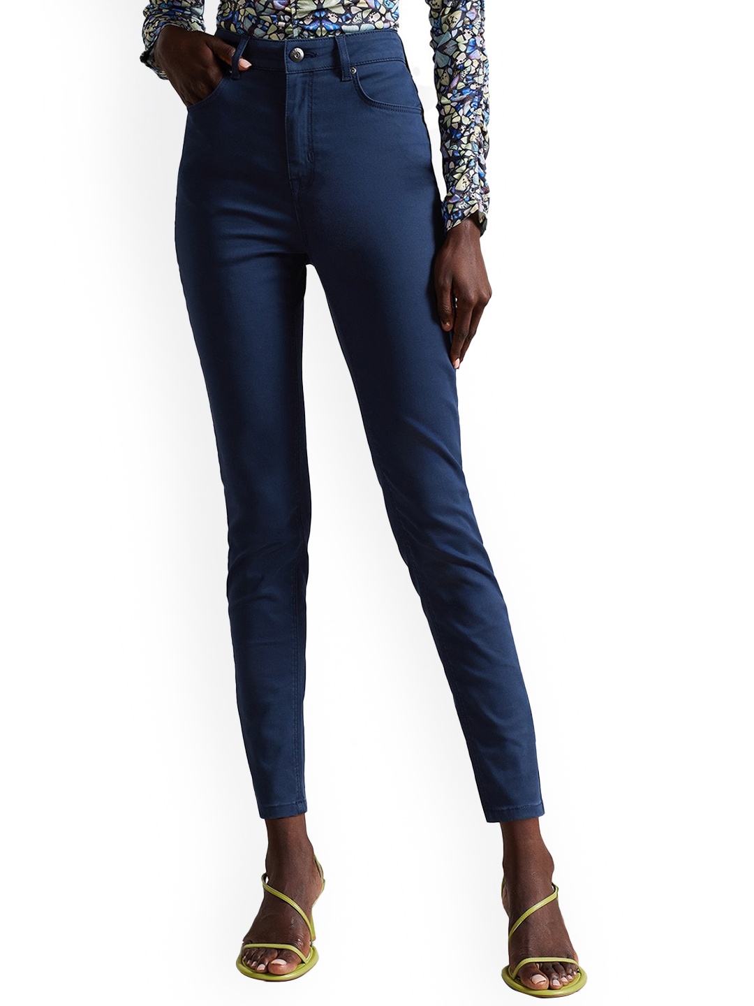 

Ted Baker Skinny Fit Mid-Rise Stretchable Cropped Jeans, Blue