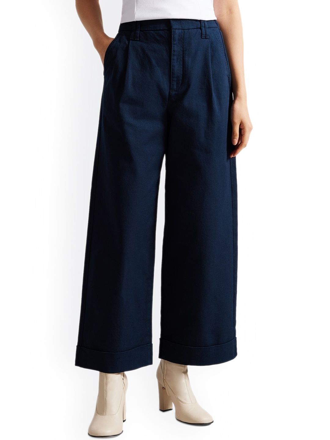 

Ted Baker Women Pleated Culottes Trousers, Navy blue
