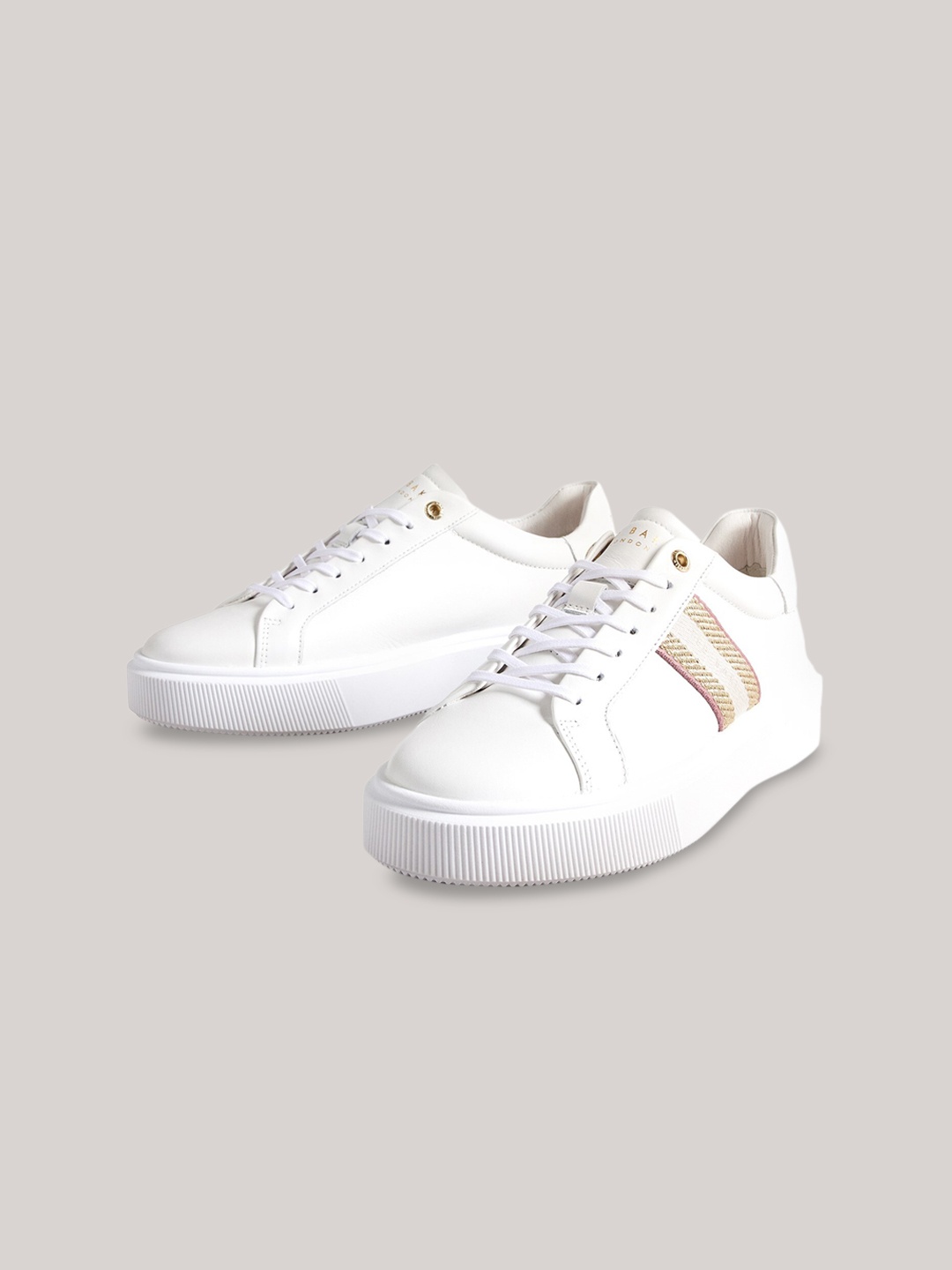 

Ted Baker Women Striped Comfort Insole Leather Basics Sneakers, White