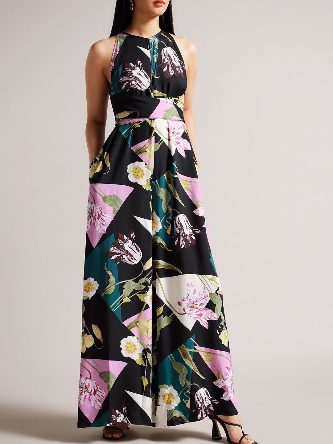 

Ted Baker Floral Printed Sleeveless Basic Jumpsuit, Black