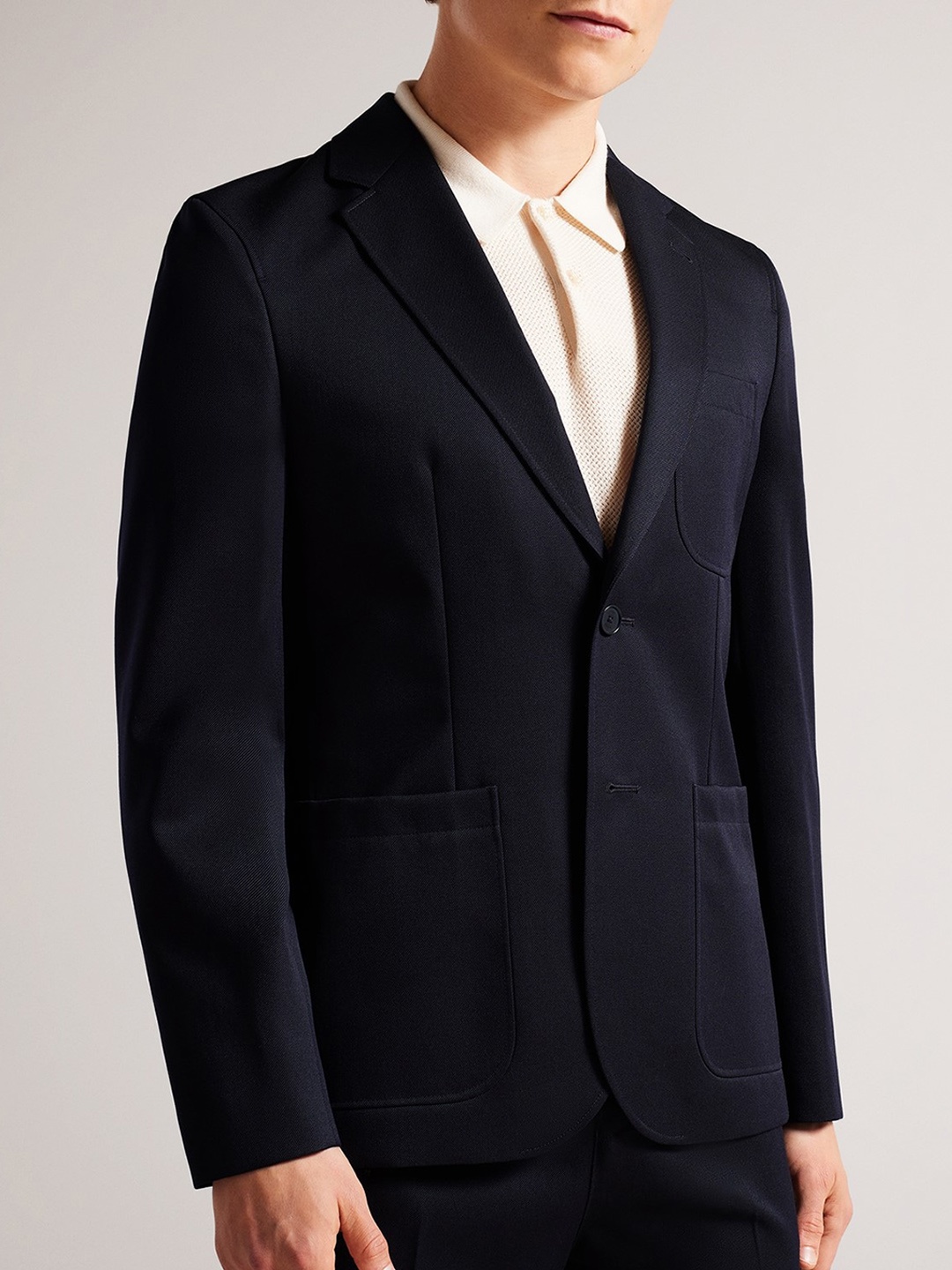 

Ted Baker Notched Lapel Collar Single-Breasted Formal Blazer, Navy blue