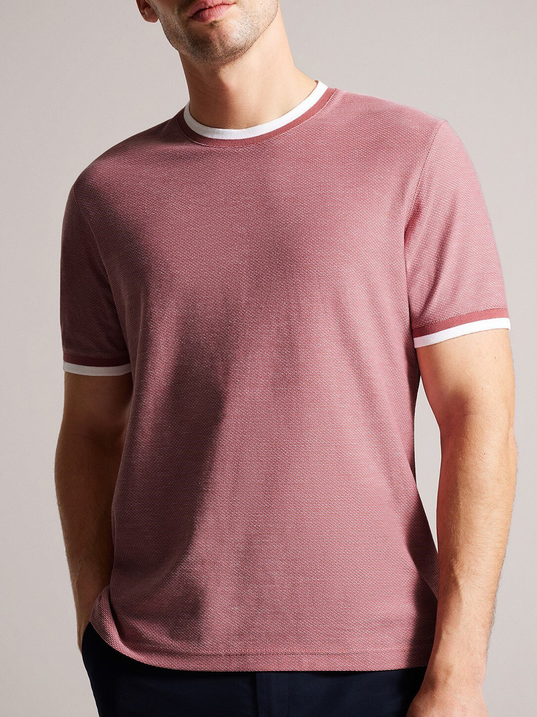 

Ted Baker Round Neck Pure Cotton Casual Regular Fit T-shirt, Pink