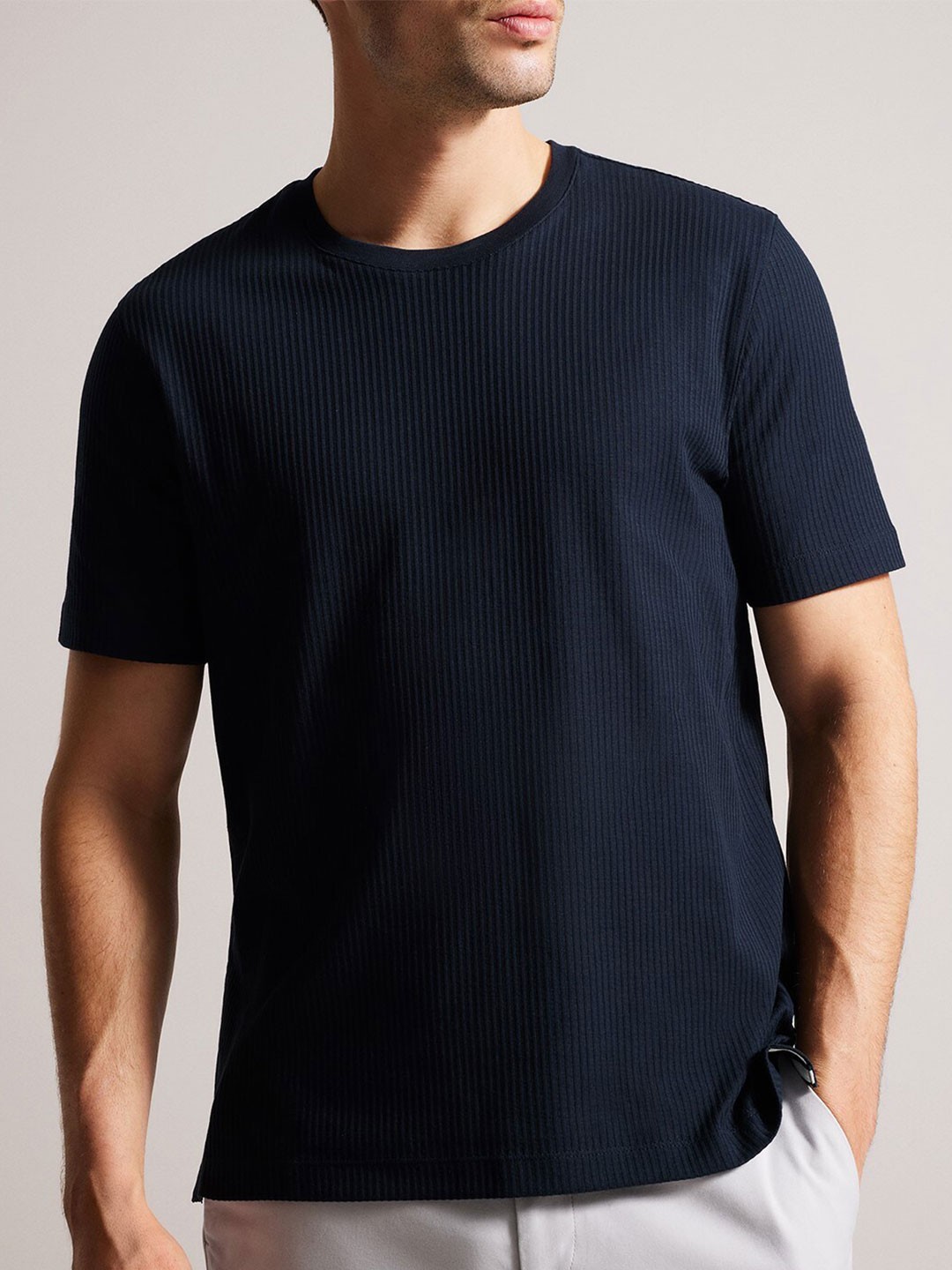 

Ted Baker Round Neck Pure Cotton T-shirt, Navy blue