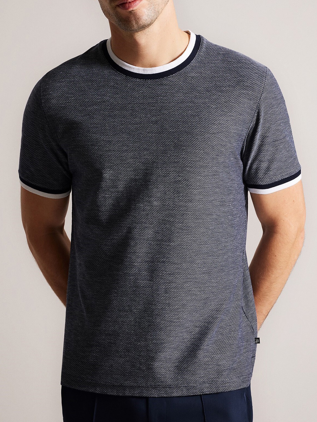 

Ted Baker Self Design Pure Cotton T-shirt, Navy blue